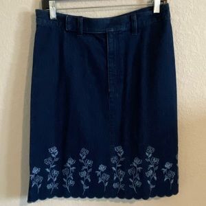 Liz Claiborne Scalloped Denim Jean Skirt Size 10